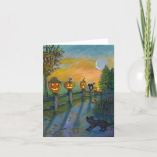 Cartão Smashed Pumpkin and Cats Note Card