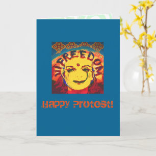 Cartão Smiley face amarelo da liberdade