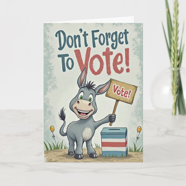 Cartão Smiling Patriotic Donkey Vote Reminder (Frente)