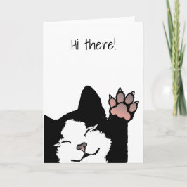 Cartão Smiling Tuxedo Cat Hi