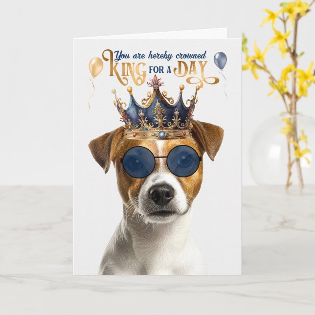 Cartão Smooth Jack Russell King for Day Funny Birthday (Flor Amarela)