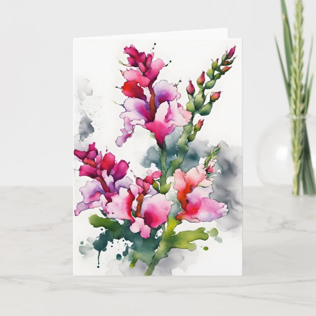 Cartão Snapdragon - Flores em aquarela (Frente)