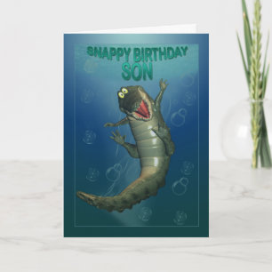 Cartão Snappy Birthday Feliz Crocodilo Submarino