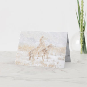 Cartão Snow Day for the Mustangs Horse Greeting Card