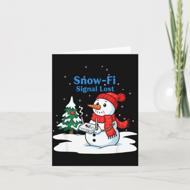Cartão Snow-fi Signal Lost Funny Christmas Snowman Wifi  (Frente)