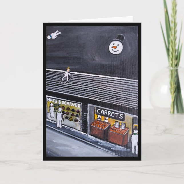 Cartão Snow Town Painting by Alfred Fox (Frente)