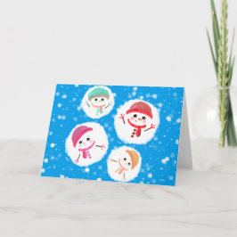 Cartão Snowball e Snowman Blue