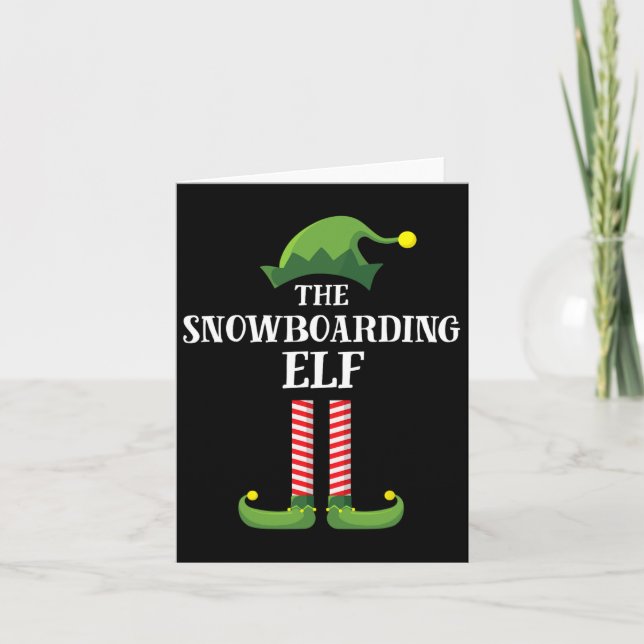 Cartão Snowboard Elf Matching Family Group Natal P (Frente)