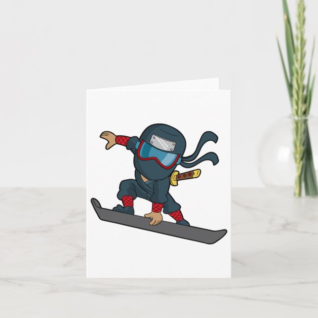 Cartão Snowboard Ninja Snowboarder Snowboard Winter Sp (Frente)