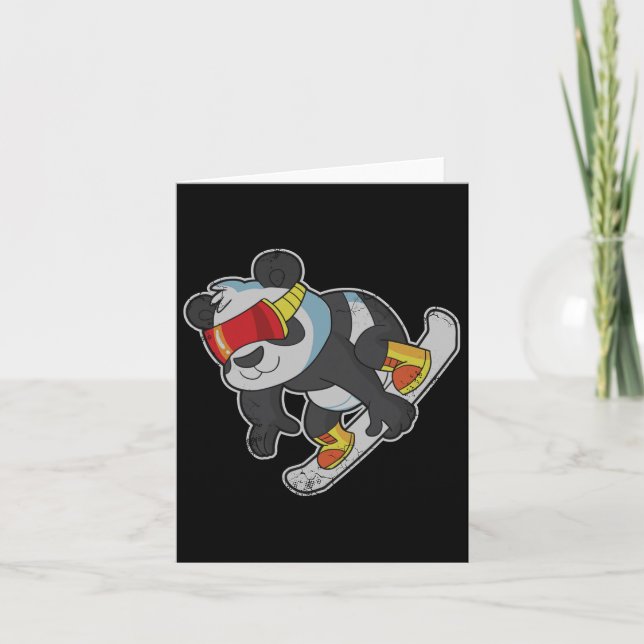 Cartão Snowboard Panda Bear (Frente)