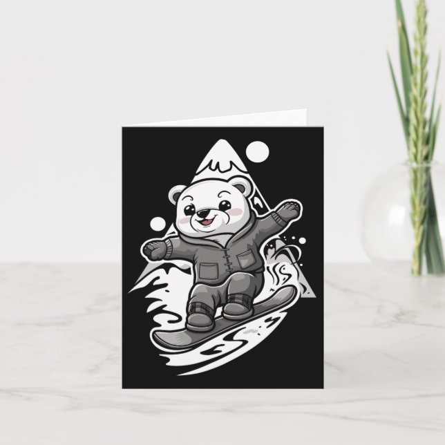 Cartão Snowboard Polar Bear Mountain Snowboa (Frente)