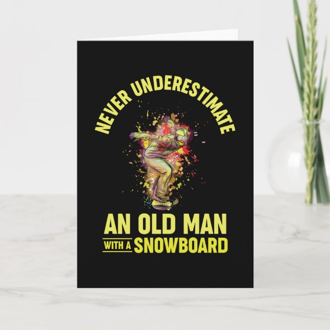 Cartão Snowboard Retro Skiing No Snowboarder (Frente)