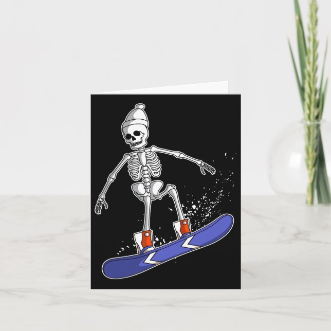 Cartão Snowboard Skeleton Skiboarder (Frente)