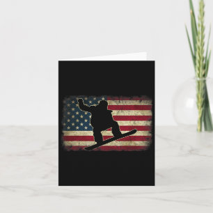 Cartão Snowboard Snowboarder American Usa Flag Vintag