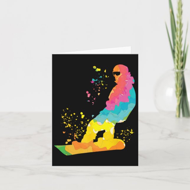 Cartão Snowboarder Colorful Snowboard 30 (Frente)