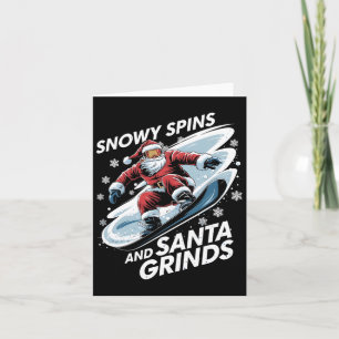Cartão Snowboarder de Natal Snowy Gira Papais noeis Grind