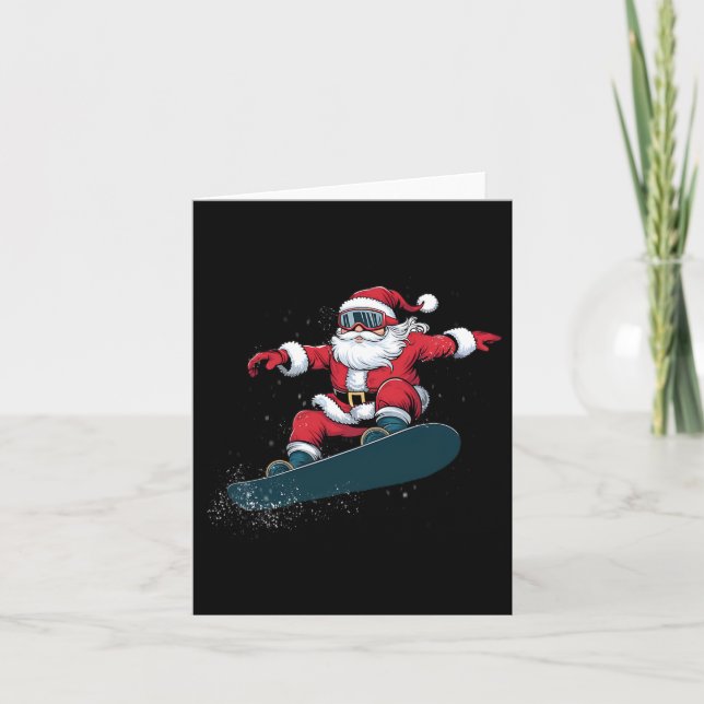 Cartão Snowboarder Natal Papai Noel Claus Snowboard Snowb (Frente)