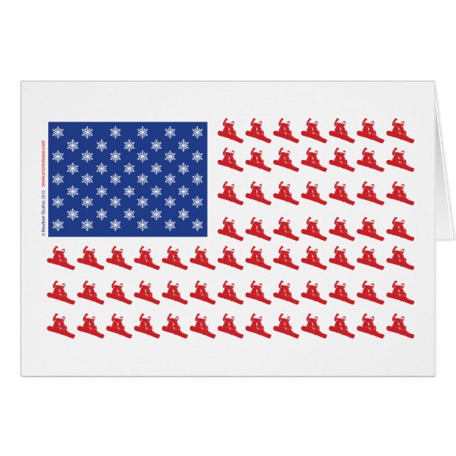 Cartão Snowboarder-Patriotic-USA-Flag (Frente Horizontal)