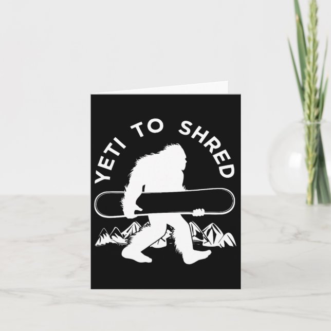 Cartão Snowboarder Yeti T Shirt (Frente)