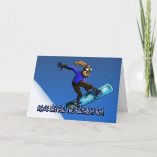 Cartão Snowboarding Rabbit Birthday Card