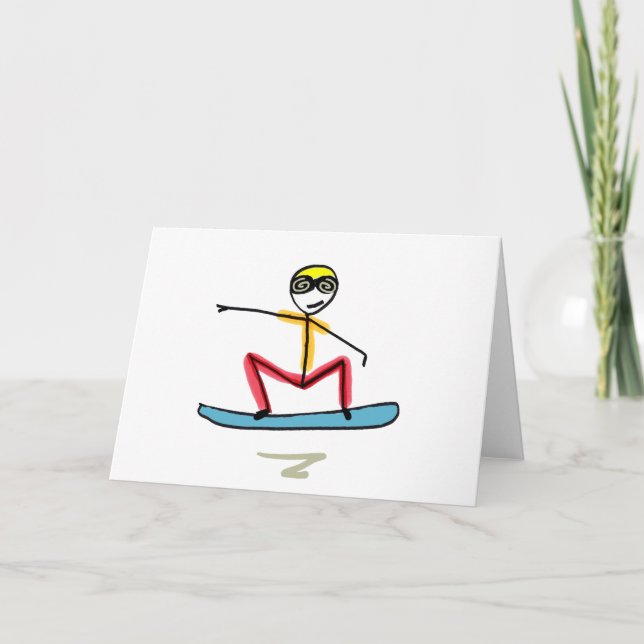 Cartão Snowboarding Stickman (Frente)