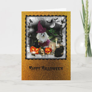 Cartão Snowdrop the Maltese Halloween Greeting Card