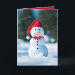 Cartão Snowman De Natal Em Flocos De Neve<br><div class="desc">Bonito boneco de neve com uma gravata vermelha em flocos de neve.</div>