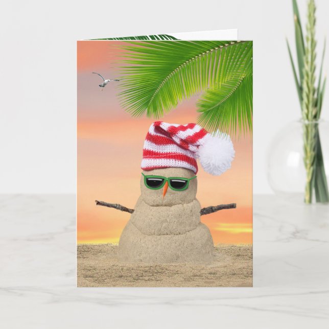 Cartão Snowman de Natal tropical (Frente)