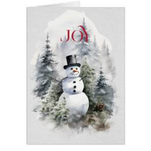 Cartão Snowman in the Forest com Red JOY