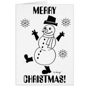 Cartão Snowman "MERRY CHRISTMAS" e placa de Feliz ano nov