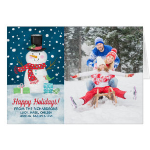 Cartão Snowman Personalizado de Foto de Natal