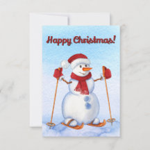 Snowman Ski Watercolor Natal
