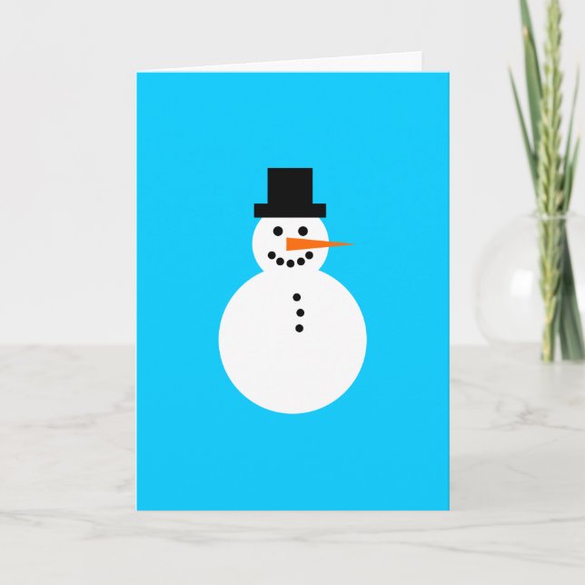 Cartão Snowman Sky Blue Winter Holiday Christmas Hanukkah (Frente)