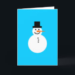 Cartão Snowman Sky Blue Winter Holiday Christmas Hanukkah<br><div class="desc">Esta carta divertida é perfeita para qualquer ocasião no inverno! Um boneco de neve feliz, apper no seu chapéu preto favorito, tem olhos e boca rochosos e pretos que se parecem com carvão, e uma cenoura laranja para o nariz. Dentro é o trocadilho: "Tenha um feriado de gelo!" (ou, substitua...</div>