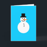 Cartão Snowman Sky Blue Winter Holiday Christmas Hanukkah<br><div class="desc">Esta carta divertida é perfeita para qualquer ocasião no inverno! Um boneco de neve feliz, apper no seu chapéu preto favorito, tem olhos e boca rochosos e pretos que se parecem com carvão, e uma cenoura laranja para o nariz. Dentro é o trocadilho: "Tenha um feriado de gelo!" (ou, substitua...</div>