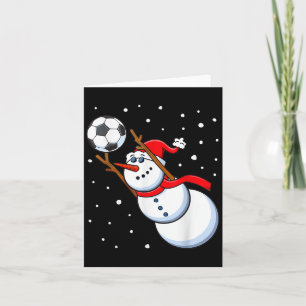 Cartão Snowman Soccer Goalie Santa Hat Homens Natal