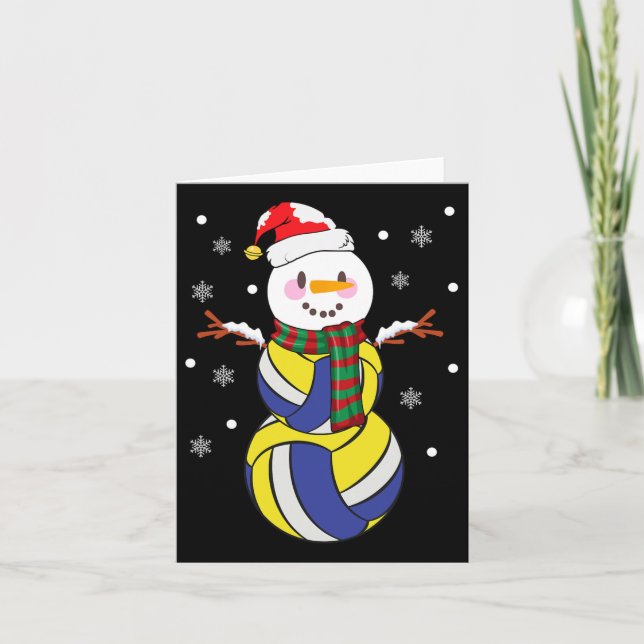 Cartão Snowmanes de Natal Chuva de Voleibol (Frente)