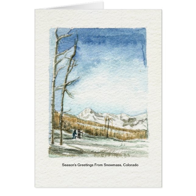 Cartão Snowmass, Colorado Watercolor Image (Frente)
