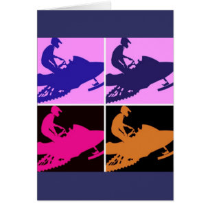 Cartão Snowmobiling Pop Art