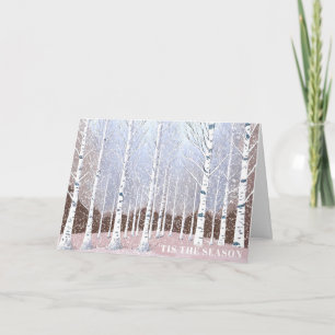 Cartão Snowy Birch Trees Christmas Dusty Blue ID1003