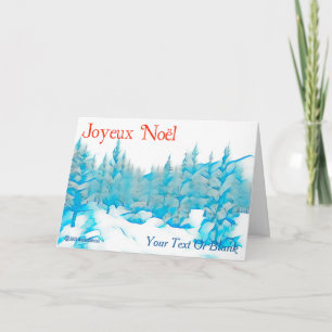 Cartão Snowy Blue Trees - Joyeux Noël