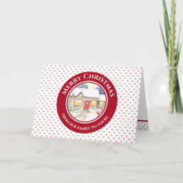 Cartão Snowy Cottage Feliz Natal da nossa Família