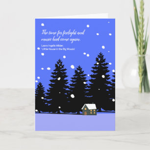 Cartão Snowy Little House sobre a Arte Original da Pradar