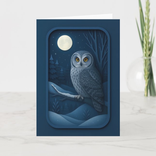 Cartão Snowy Owl in Moonlight Card (Frente)