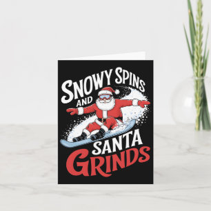 Cartão Snowy Spins Papais noeis Grinds Snowboarder Sno