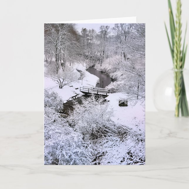 Cartão Snowy Town Brook Plymouth MÃES (Frente)