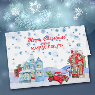 Cartão Snowy Village do Massachusetts Christmas Card