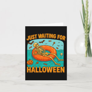 Cartão Só Esperando O Esqueleto Engraçado Do Halloween Fl