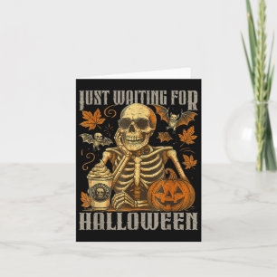 Cartão Só Esperando O Halloween, Esqueleto Engraçado Pump