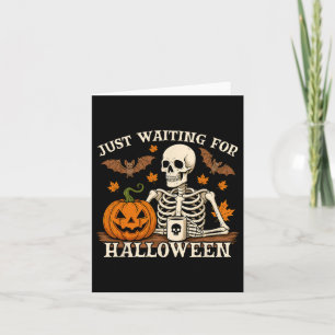 Cartão Só Esperando O Halloween Jack Ou Lanterna Skeleto